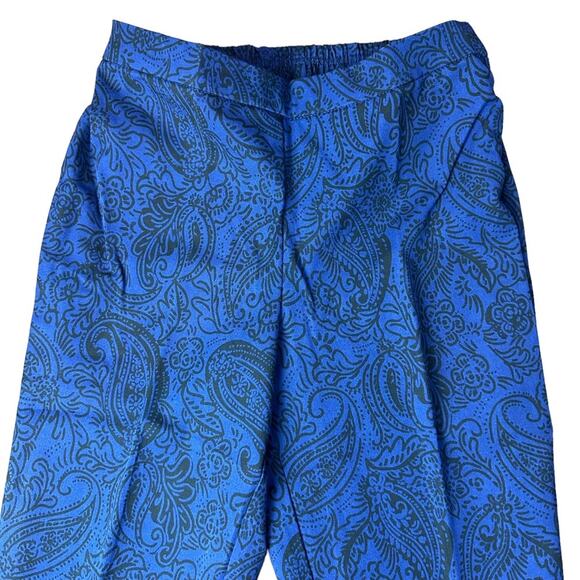 Isaac Mizrahi Live Paisley Pull On Ankle Pants Size 0 Blue Black NEW - Picture 4 of 7